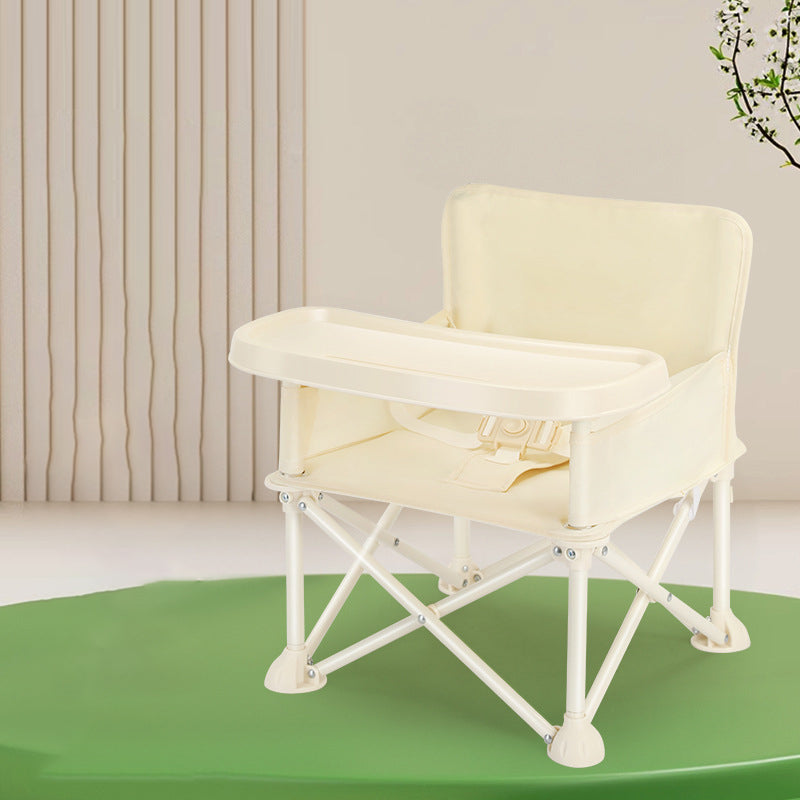 Modern Minimalist Oxford Fabric Square Kids Dining Chair Foldable High Chair With Backrest Armrests Tray For Garden &amp; Restaurant