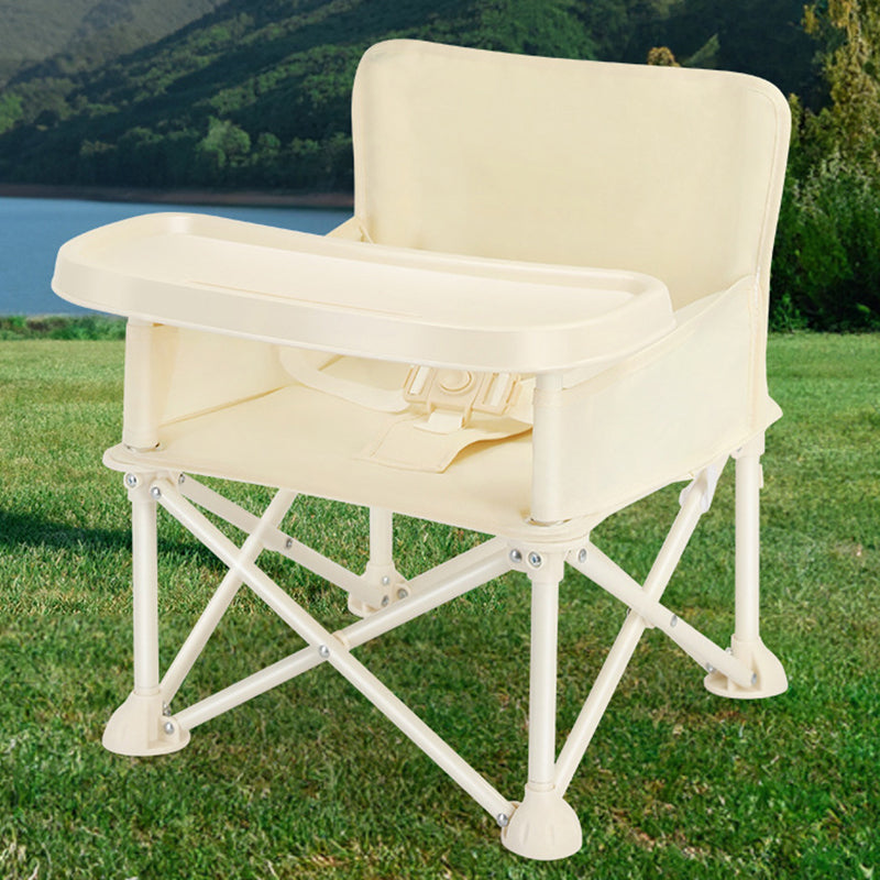 Modern Minimalist Oxford Fabric Square Kids Dining Chair Foldable High Chair With Backrest Armrests Tray For Garden &amp; Restaurant
