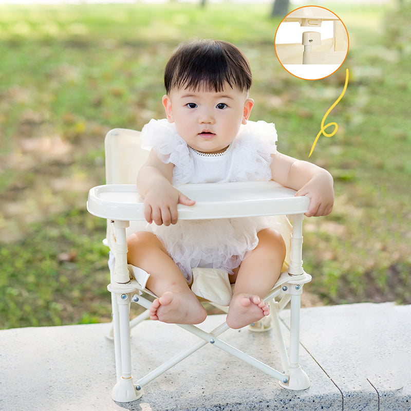 Modern Minimalist Oxford Fabric Square Kids Dining Chair Foldable High Chair With Backrest Armrests Tray For Garden &amp; Restaurant