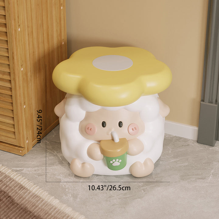 Tabouret bas contemporain en résine en forme de mouton pour enfants créatifs, pour entrée, salon, chambre 