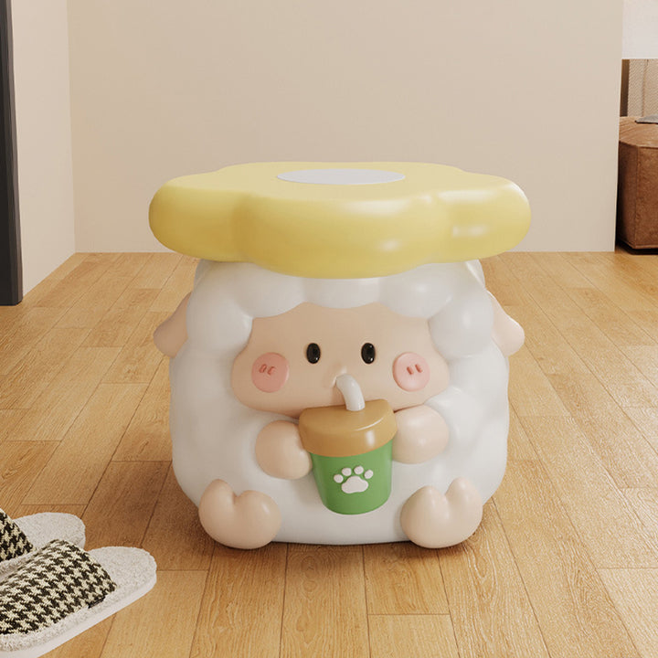 Tabouret bas contemporain en résine en forme de mouton pour enfants créatifs, pour entrée, salon, chambre 