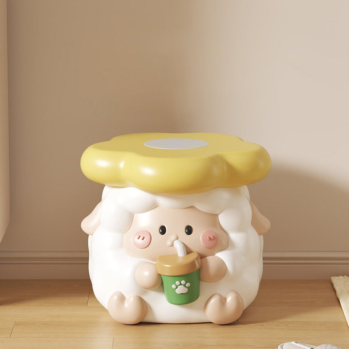 Tabouret bas contemporain en résine en forme de mouton pour enfants créatifs, pour entrée, salon, chambre 