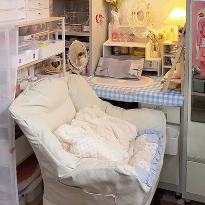 Modern Minimalist Square Metal Cotton Linen Suede Removable Accent Chair Backrest Footrest for Bedroom