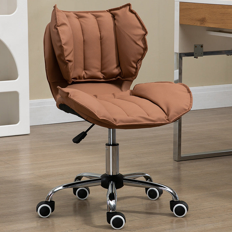 Modern Minimalist Square Rectangular Metal Cat-Scratch Leather Swivel Height-adjustable Desk Chair Backrest Armless for Home Office
