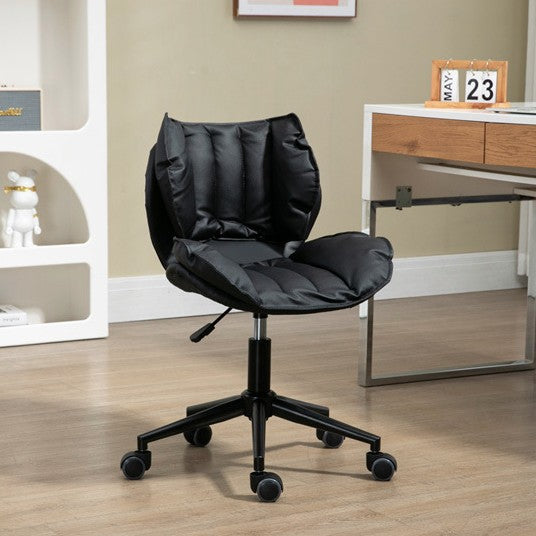 Modern Minimalist Square Rectangular Metal Cat-Scratch Leather Swivel Height-adjustable Desk Chair Backrest Armless for Home Office