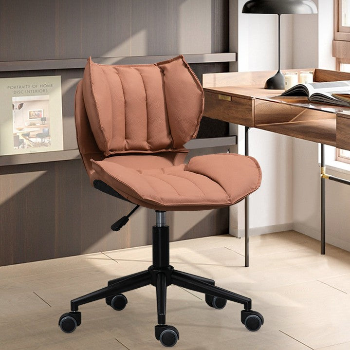 Modern Minimalist Square Rectangular Metal Cat-Scratch Leather Swivel Height-adjustable Desk Chair Backrest Armless for Home Office