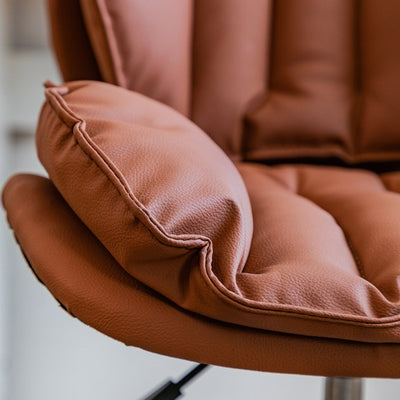 Modern Minimalist Square Rectangular Metal Cat-Scratch Leather Swivel Height-adjustable Desk Chair Backrest Armless for Home Office