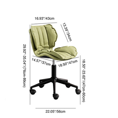 Modern Minimalist Square Rectangular Metal Cat-Scratch Leather Swivel Height-adjustable Desk Chair Backrest Armless for Home Office