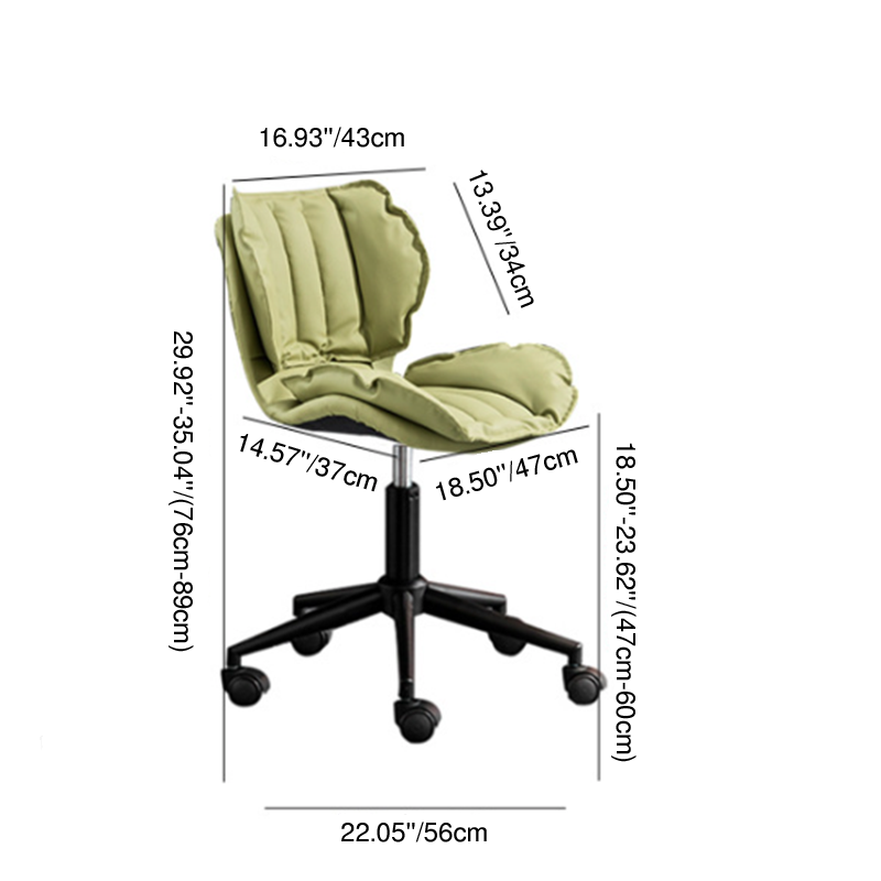 Modern Minimalist Square Rectangular Metal Cat-Scratch Leather Swivel Height-adjustable Desk Chair Backrest Armless for Home Office