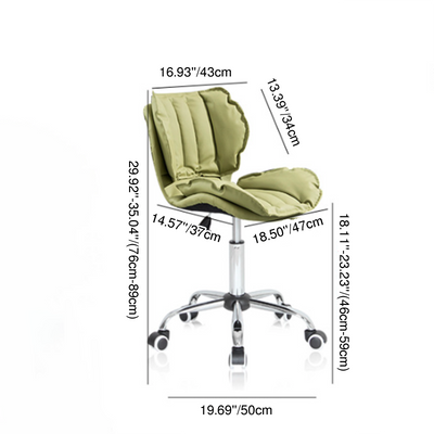 Modern Minimalist Square Rectangular Metal Cat-Scratch Leather Swivel Height-adjustable Desk Chair Backrest Armless for Home Office