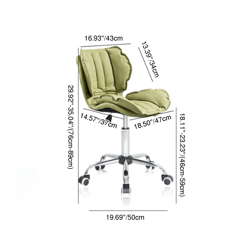 Modern Minimalist Square Rectangular Metal Cat-Scratch Leather Swivel Height-adjustable Desk Chair Backrest Armless for Home Office