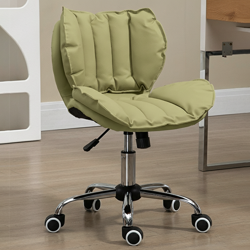 Modern Minimalist Square Rectangular Metal Cat-Scratch Leather Swivel Height-adjustable Desk Chair Backrest Armless for Home Office