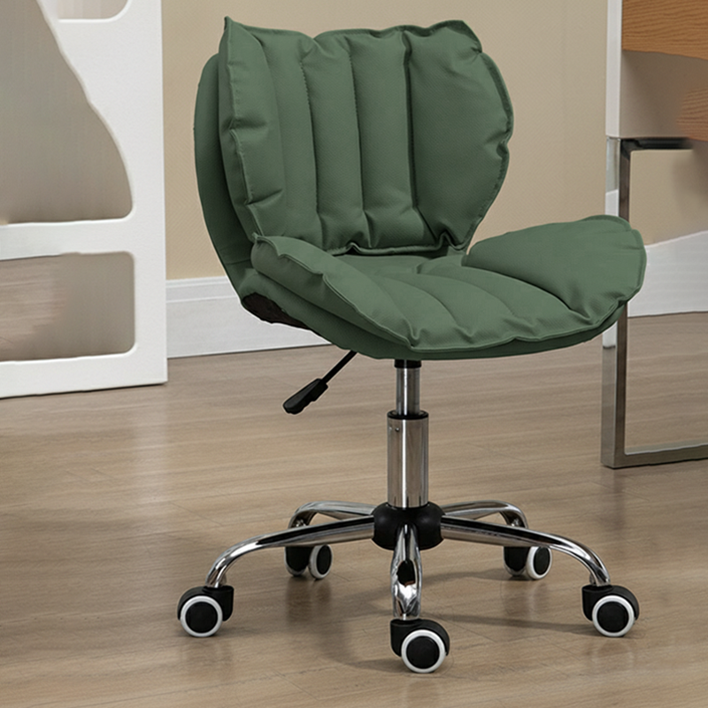 Modern Minimalist Square Rectangular Metal Cat-Scratch Leather Swivel Height-adjustable Desk Chair Backrest Armless for Home Office
