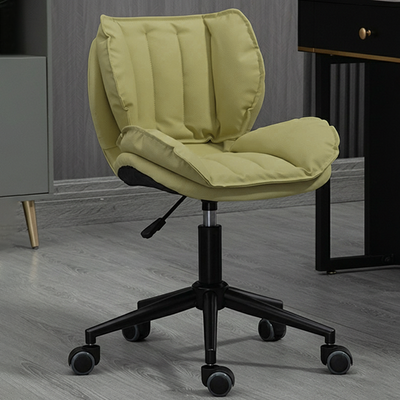 Modern Minimalist Square Rectangular Metal Cat-Scratch Leather Swivel Height-adjustable Desk Chair Backrest Armless for Home Office