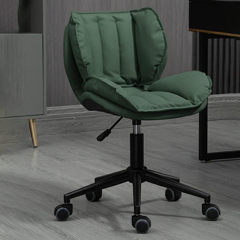 Modern Minimalist Square Rectangular Metal Cat-Scratch Leather Swivel Height-adjustable Desk Chair Backrest Armless for Home Office