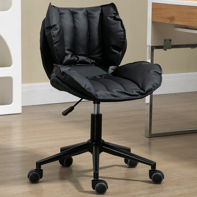 Modern Minimalist Square Rectangular Metal Cat-Scratch Leather Swivel Height-adjustable Desk Chair Backrest Armless for Home Office