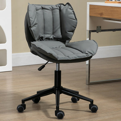 Modern Minimalist Square Rectangular Metal Cat-Scratch Leather Swivel Height-adjustable Desk Chair Backrest Armless for Home Office