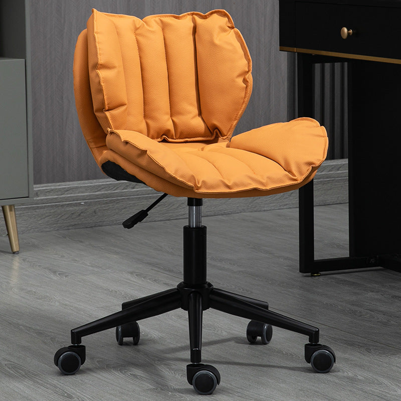 Modern Minimalist Square Rectangular Metal Cat-Scratch Leather Swivel Height-adjustable Desk Chair Backrest Armless for Home Office
