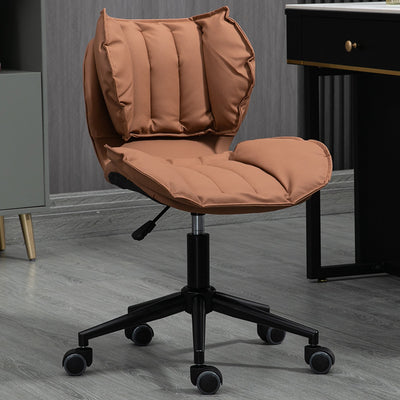 Modern Minimalist Square Rectangular Metal Cat-Scratch Leather Swivel Height-adjustable Desk Chair Backrest Armless for Home Office