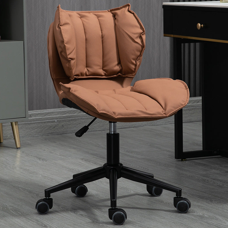 Modern Minimalist Square Rectangular Metal Cat-Scratch Leather Swivel Height-adjustable Desk Chair Backrest Armless for Home Office