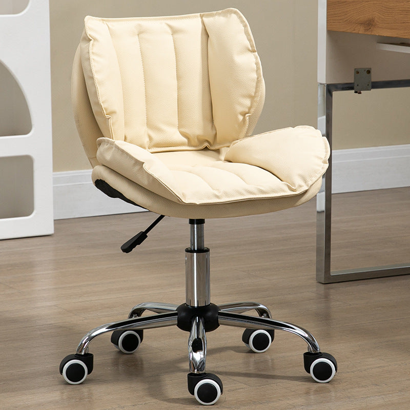 Modern Minimalist Square Rectangular Metal Cat-Scratch Leather Swivel Height-adjustable Desk Chair Backrest Armless for Home Office