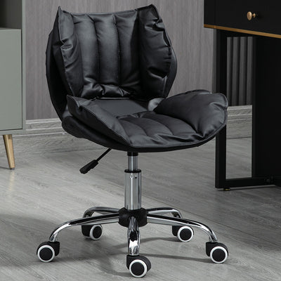 Modern Minimalist Square Rectangular Metal Cat-Scratch Leather Swivel Height-adjustable Desk Chair Backrest Armless for Home Office
