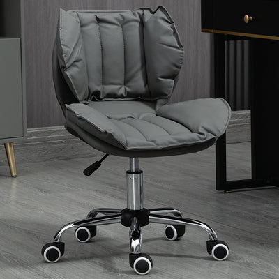 Modern Minimalist Square Rectangular Metal Cat-Scratch Leather Swivel Height-adjustable Desk Chair Backrest Armless for Home Office