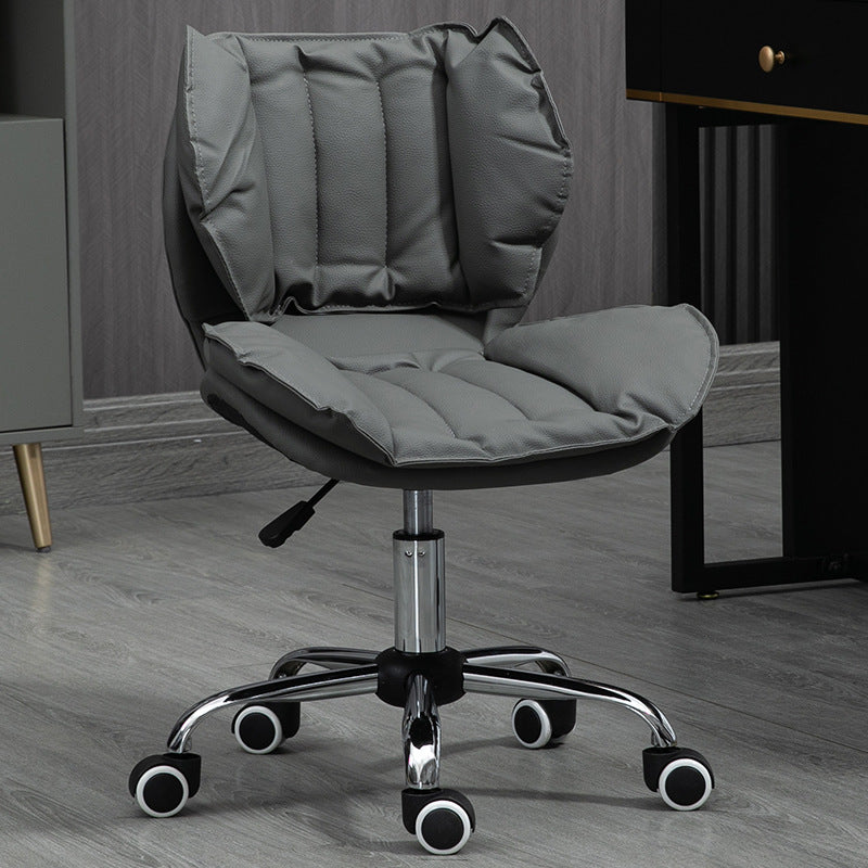 Modern Minimalist Square Rectangular Metal Cat-Scratch Leather Swivel Height-adjustable Desk Chair Backrest Armless for Home Office