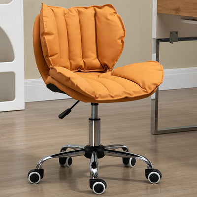 Modern Minimalist Square Rectangular Metal Cat-Scratch Leather Swivel Height-adjustable Desk Chair Backrest Armless for Home Office