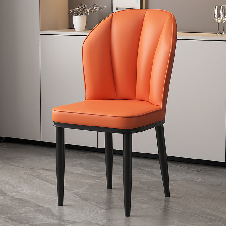 Moderner minimalistischer quadratischer Metallstuhl aus Kunst-Nappaleder mit Rückenlehne ohne Armlehnen für Esszimmer &amp; Küche 