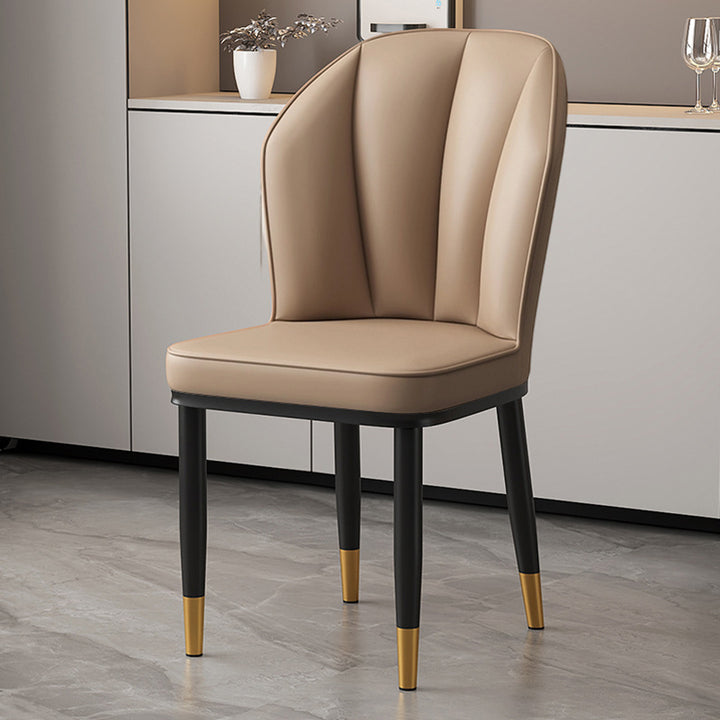 Moderner minimalistischer quadratischer Metallstuhl aus Kunst-Nappaleder mit Rückenlehne ohne Armlehnen für Esszimmer &amp; Küche 