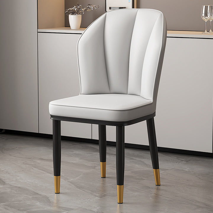 Moderner minimalistischer quadratischer Metallstuhl aus Kunst-Nappaleder mit Rückenlehne ohne Armlehnen für Esszimmer &amp; Küche 