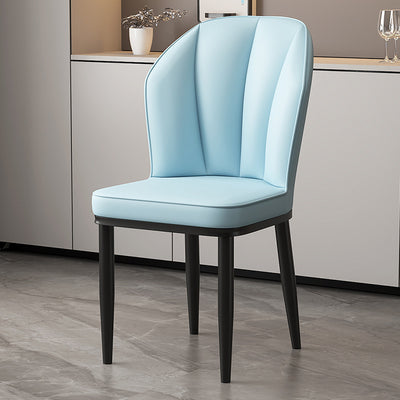 Modern Minimalist Square Metal Nappa Leather Dining Chair Backrest Armless for Dining Room & Kitchen