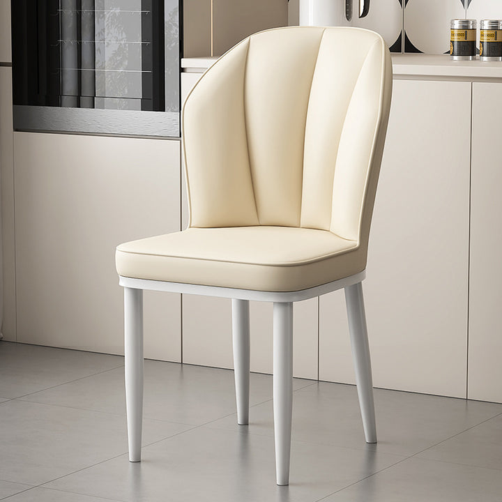 Moderner minimalistischer quadratischer Metallstuhl aus Kunst-Nappaleder mit Rückenlehne ohne Armlehnen für Esszimmer &amp; Küche 