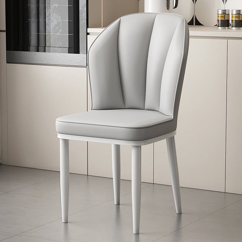 Moderner minimalistischer quadratischer Metallstuhl aus Kunst-Nappaleder mit Rückenlehne ohne Armlehnen für Esszimmer &amp; Küche 