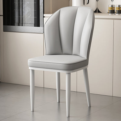 Modern Minimalist Square Metal Nappa Leather Dining Chair Backrest Armless for Dining Room & Kitchen