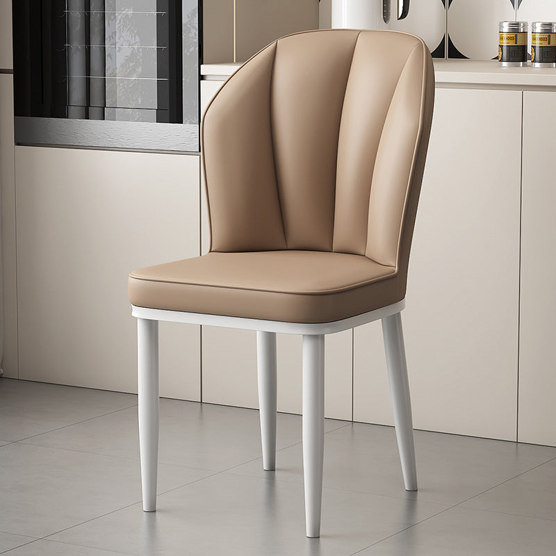 Moderner minimalistischer quadratischer Metallstuhl aus Kunst-Nappaleder mit Rückenlehne ohne Armlehnen für Esszimmer &amp; Küche 