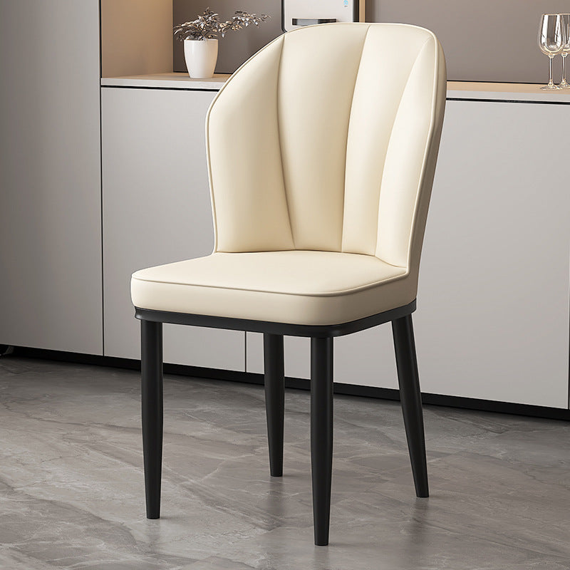 Moderner minimalistischer quadratischer Metallstuhl aus Kunst-Nappaleder mit Rückenlehne ohne Armlehnen für Esszimmer &amp; Küche 