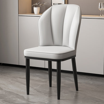 Modern Minimalist Square Metal Nappa Leather Dining Chair Backrest Armless for Dining Room & Kitchen