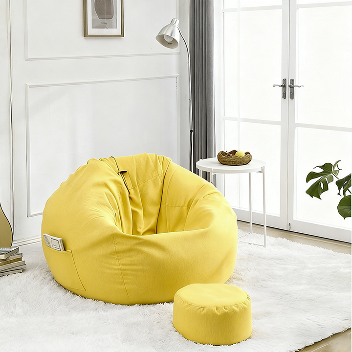 Dossier et repose-pieds de canapé paresseux rond moderne minimaliste en coton et lin EPS pour salon 