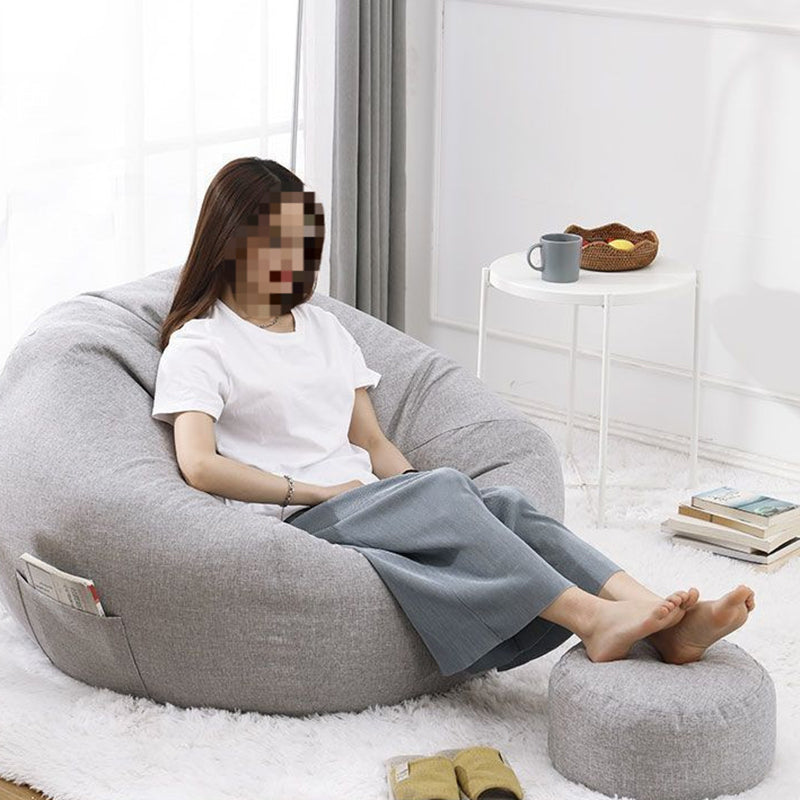 Modern Minimalist Round Cotton Linen EPS Lazy Sofa Backrest Footrest for Living Room