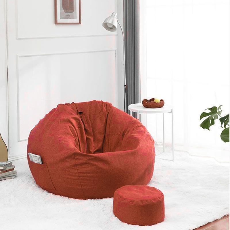 Modern Minimalist Round Cotton Linen EPS Lazy Sofa Backrest Footrest for Living Room