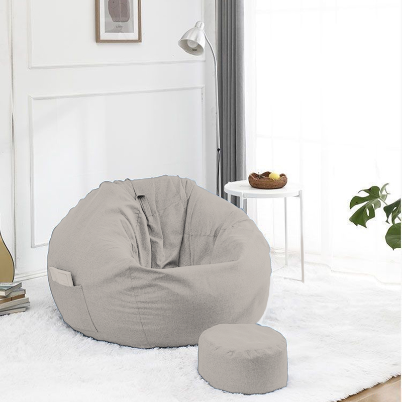 Modern Minimalist Round Cotton Linen EPS Lazy Sofa Backrest Footrest for Living Room