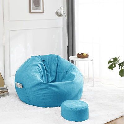 Modern Minimalist Round Cotton Linen EPS Lazy Sofa Backrest Footrest for Living Room