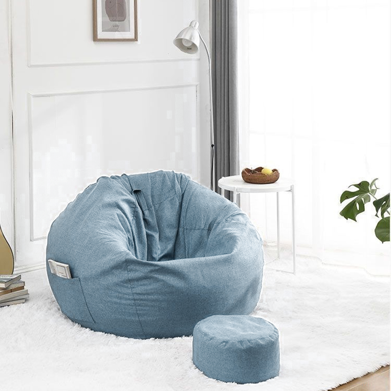 Modern Minimalist Round Cotton Linen EPS Lazy Sofa Backrest Footrest for Living Room