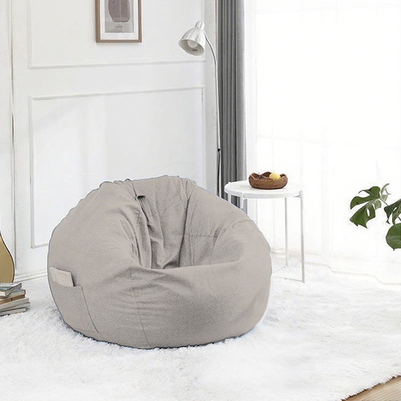 Modern Minimalist Round Cotton Linen EPS Lazy Sofa Backrest Footrest for Living Room