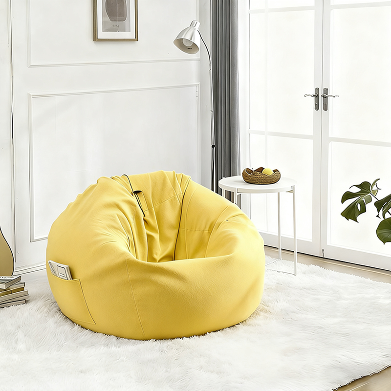 Modern Minimalist Round Cotton Linen EPS Lazy Sofa Backrest Footrest for Living Room