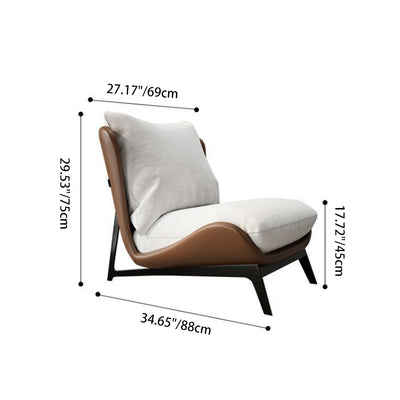 Modern Minimalist Square Rectangular Cat-Scratch Leather Velvet Removable Accent Chair Backrest Armless for Living Room