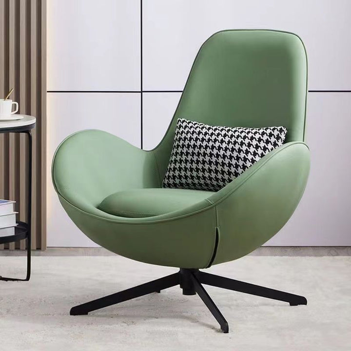Contemporary Nordic Microfiber Leather Carbon Steel Round Swivel Accent Chair Backrest Armrest for Living Room