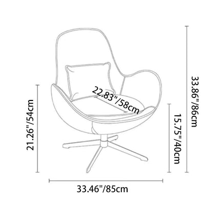 Contemporary Nordic PU Leather Steel Round Swivel Accent Chair Backrest Armrest for Living Room